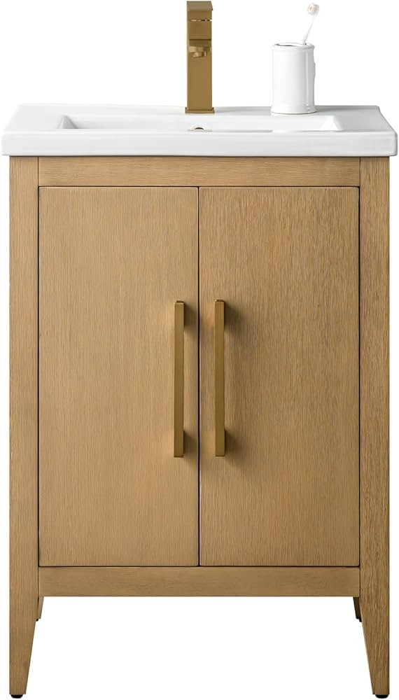 Vanity Art 24 inch Bathroom Vanity with Single Sink & Ceramic Top, Vanity Cabinet with Soft-Closi... | Amazon (US)