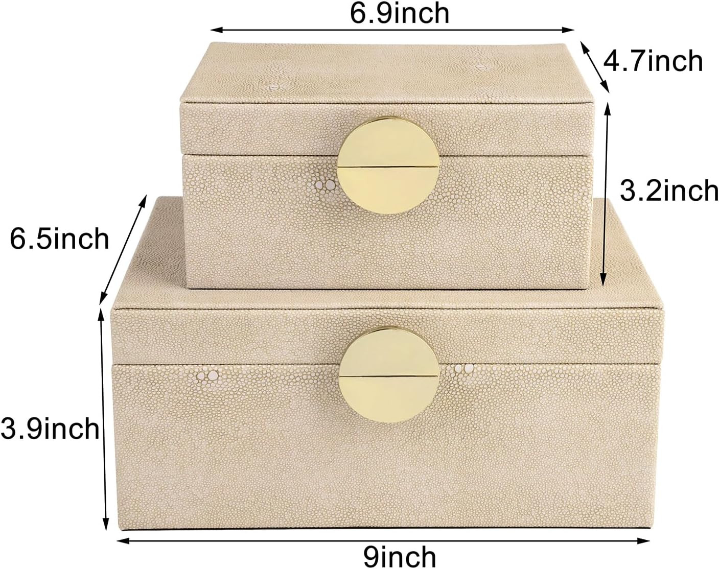 HofferRuffer Faux Leather Jewelry Boxes, Decorative Boxes Storage Accessory Organizer with Gold H... | Amazon (US)