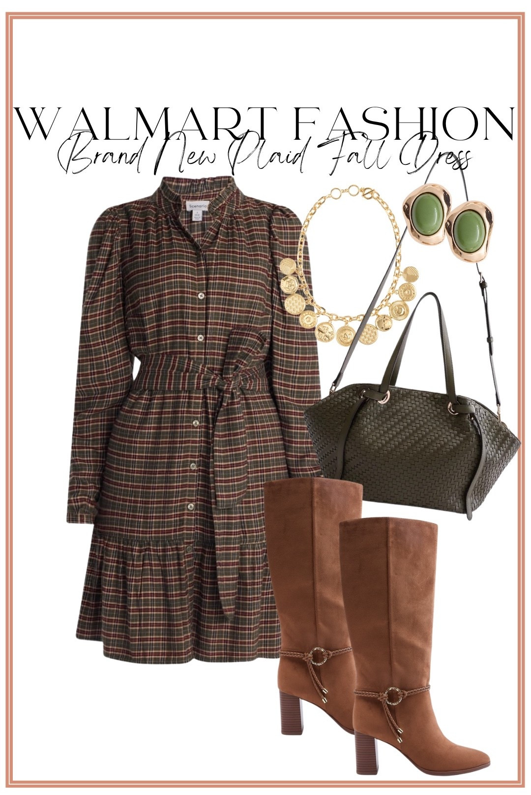 Another BRAND NEW Walmart fashion plaid dress and this one is too good! 😍🍂 I love the darker plaid, button-front detail, tie waist and feminine silhouette. Paired with brown tall boots, an olive woven bag and statement jewelry, it makes such an easy elevated fall outfit! Walmart’s new fashion arrivals have been SO good lately, and this dress looks way beyond its price point. 🤎✨

#walmartfashion #walmartfinds #walmartstyle #walmartnewarrivals #plaidDress #falldress #falloutfitideas #affordablefashion #womensfashion #fallstyle

#LTKootd #LTKPetite