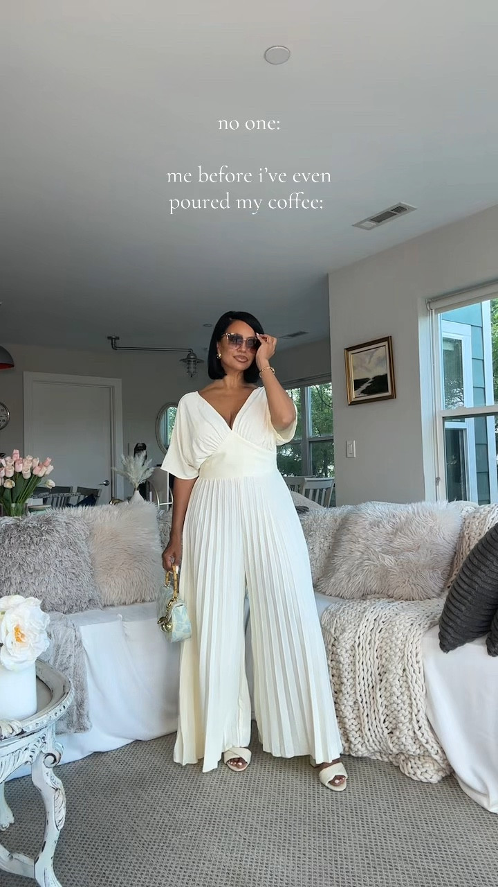 Doesn’t get better than a pleated wide leg jumpsuit WITH SLEEVES for the girlies who may want to cover their arms. Comfy, fits true to size affordable and comes in a whole bunch of colors. 

over 40, millennial, petite, petite curvy, curvy, size 8, midsize, jumpsuit outfit, brunch outfit, casual date outfit, summer outfit, spring outfit 

#LTKItBag #LTKFindsUnder50 #LTKStyleTip