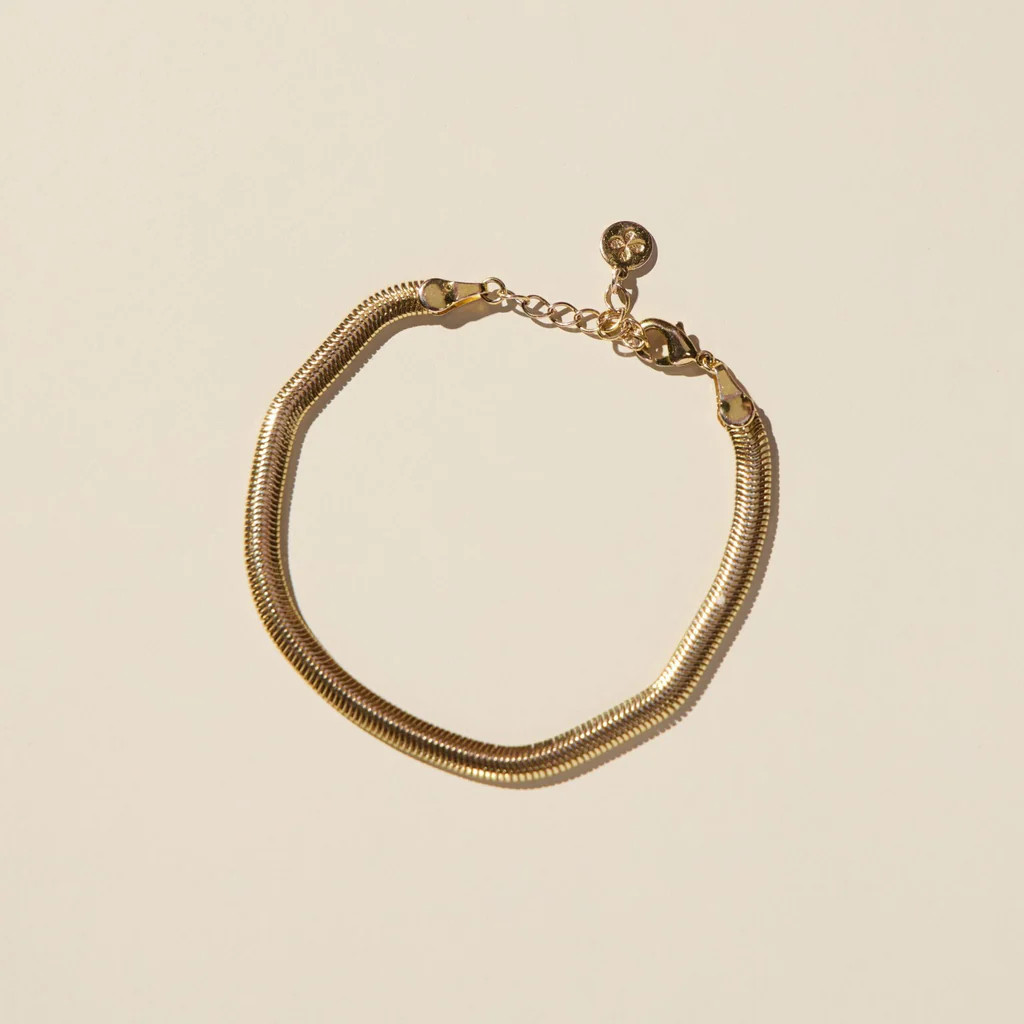 Gold Herringbone Bracelet | Nickel and Suede