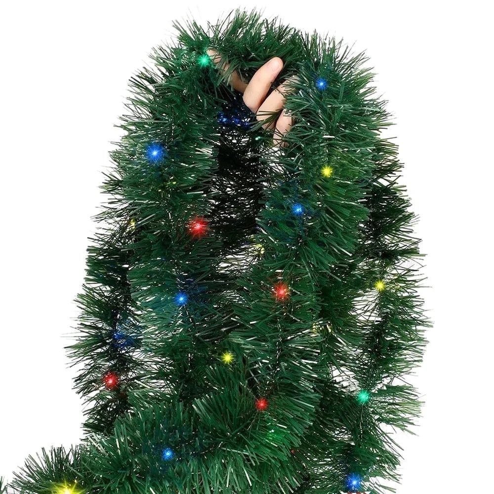 25Ft Prelit Christmas Garland with 100 Colorful String Lights, Artificial Xmas Garland, Suitable ... | Walmart (US)