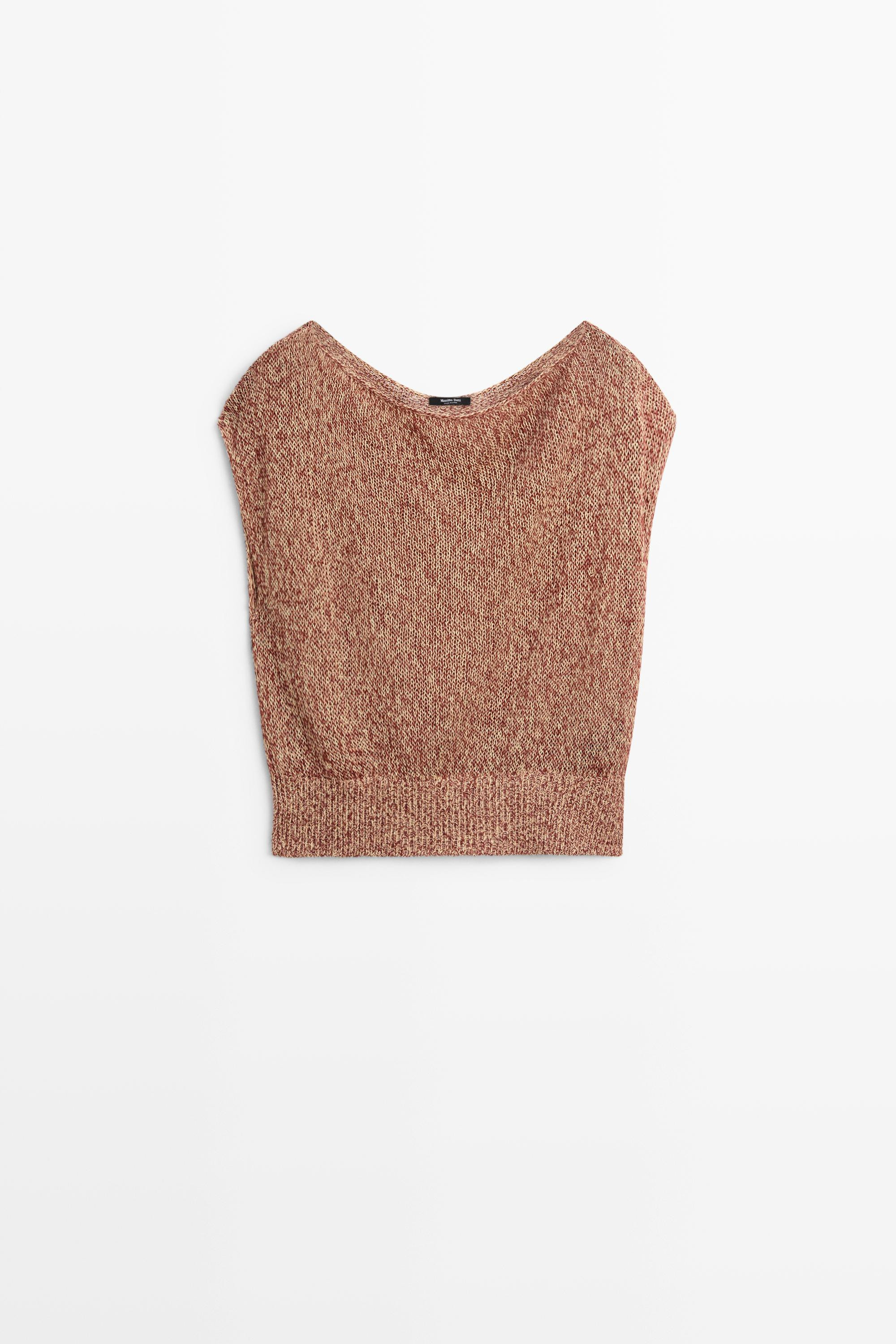 Strick-Top mit Rippensaum aus Baumwollmischgewebe | Massimo Dutti DE