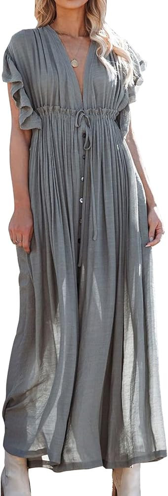 AONTUS Women Long T-shirt Kimonos Cardigan Overshirt Swimsuit Cover ups Sexy Vogue Beach Blouses | Amazon (US)