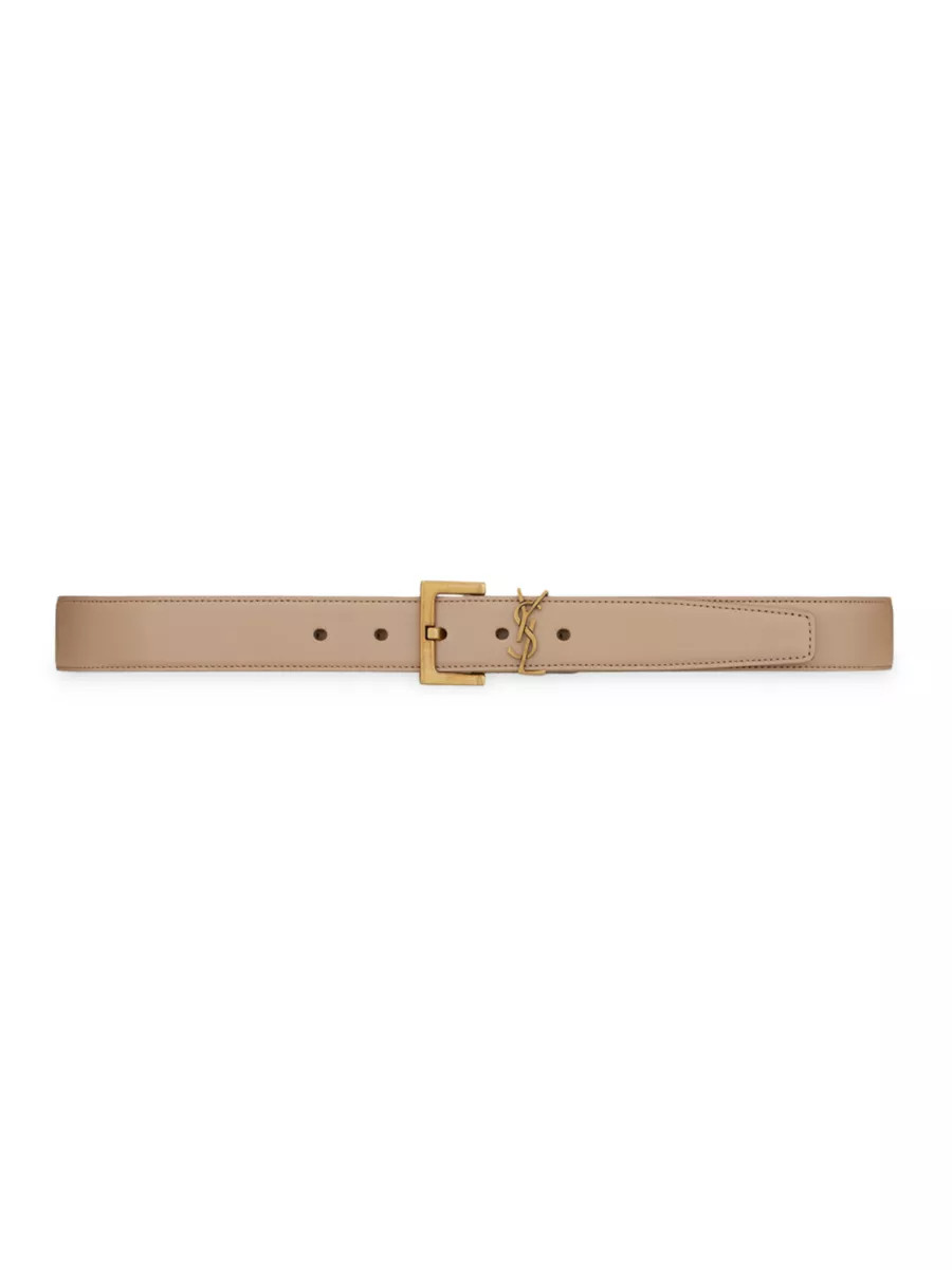 Cassandre Belt with Square Buckle in Grained Leather | Saks Fifth Avenue