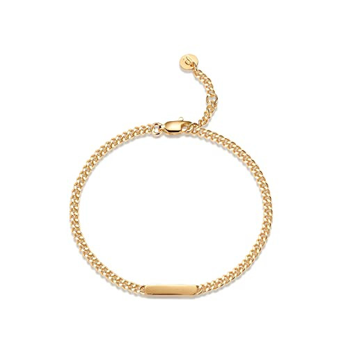 PAVOI 14k Gold Plated Lightweight Curb Link Bracelet | Bracelet for Women (Yellow Plated, Curb Link) | Amazon (US)