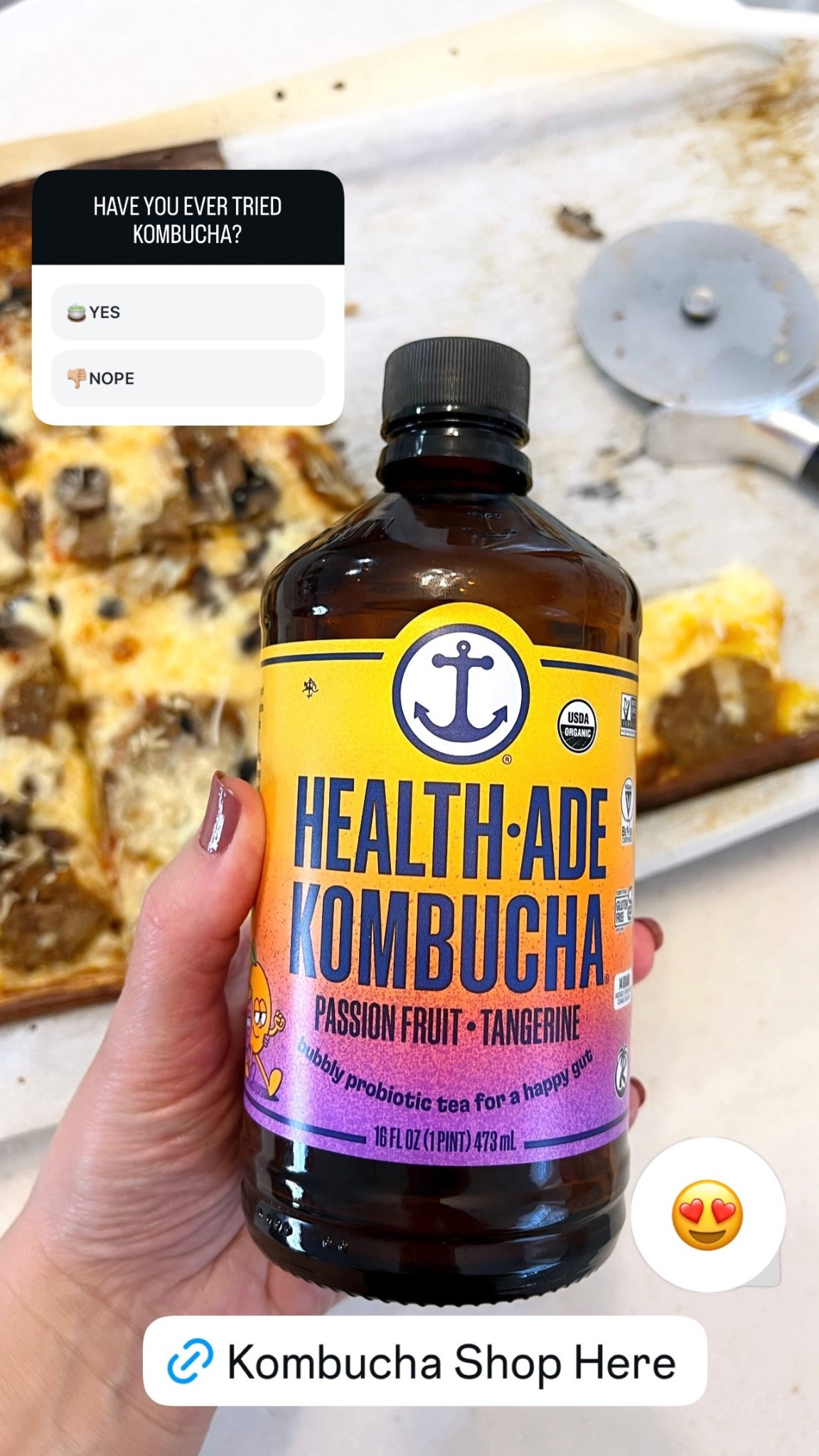 Anyone love HEALTH ADE Kombucha as much as I do?

The passion fruit and tangerine is ☝🏻 one of my favorites.

Love all of the benefits of drinking this.

1.) Daily probiotics 
2.) Gut healthy acids
3.) Natural Antioxidants
4.) Real fruit juice/ Organic juice

The best part, the entire bottle is only 80 calories!


Also giving you the recipe to my cottage cheese pizza crust pizza in the background. If you’re looking for a high protein option, this is AWESOME!
Yummy! 

COTTAGE CHEESE CRUST PIZZA

16oz of Cottage Cheese
4 large eggs
1 teaspoon garlic salt
3/4 teaspoon Italian seasoning 
Pinch of black pepper 
Pinch of crushed red pepper 
Blend until smooth (food processor or blender)

Line baking sheet with parchment paper, nonstick spray or olive oil

Bake crust at 350 degrees for 30 minutes

Apply your favorite toppings and bake at 400 degrees for 15 minutes



#LTKfoodie #LTKActive #LTKHome