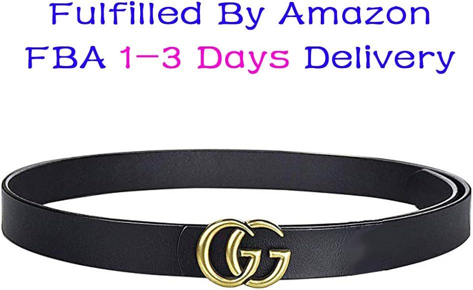 Women's Belts GG Belts Metal G-style Buckle Genuine Leather Fashion Belt Dress Belts For Girl Men | Amazon (US)