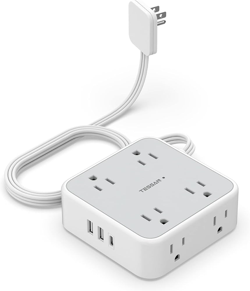Surge Protector Power Strip - Flat Extension Cord Flat Plug Power Strip, 8 Widely Outlets, 3 USB ... | Amazon (US)