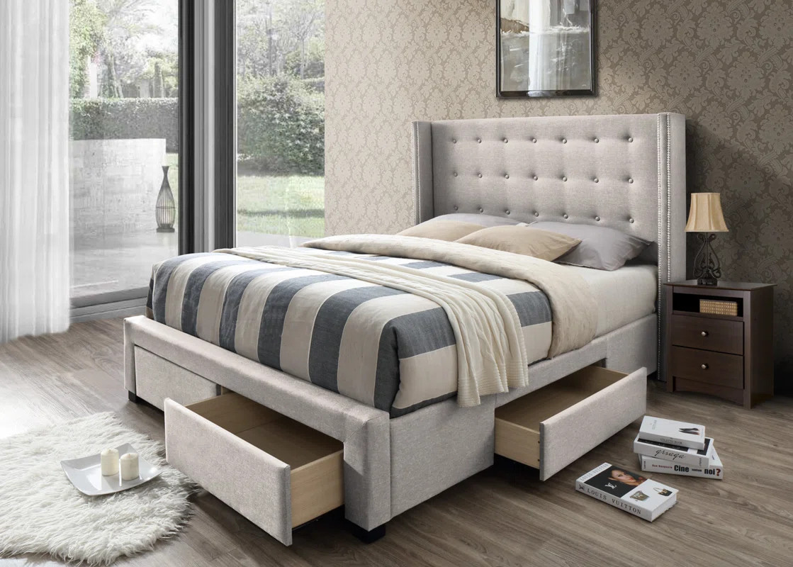 Thousand Oaks Savoy Storage Wingback Panel Bed | Wayfair North America