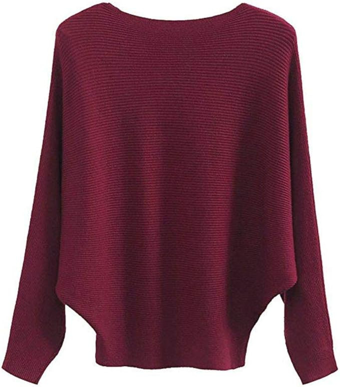 EDSTAR Women Dolman Batwing Sleeves Knitted Sweaters Winter Boat Neck Pullovers Tops | Amazon (US)