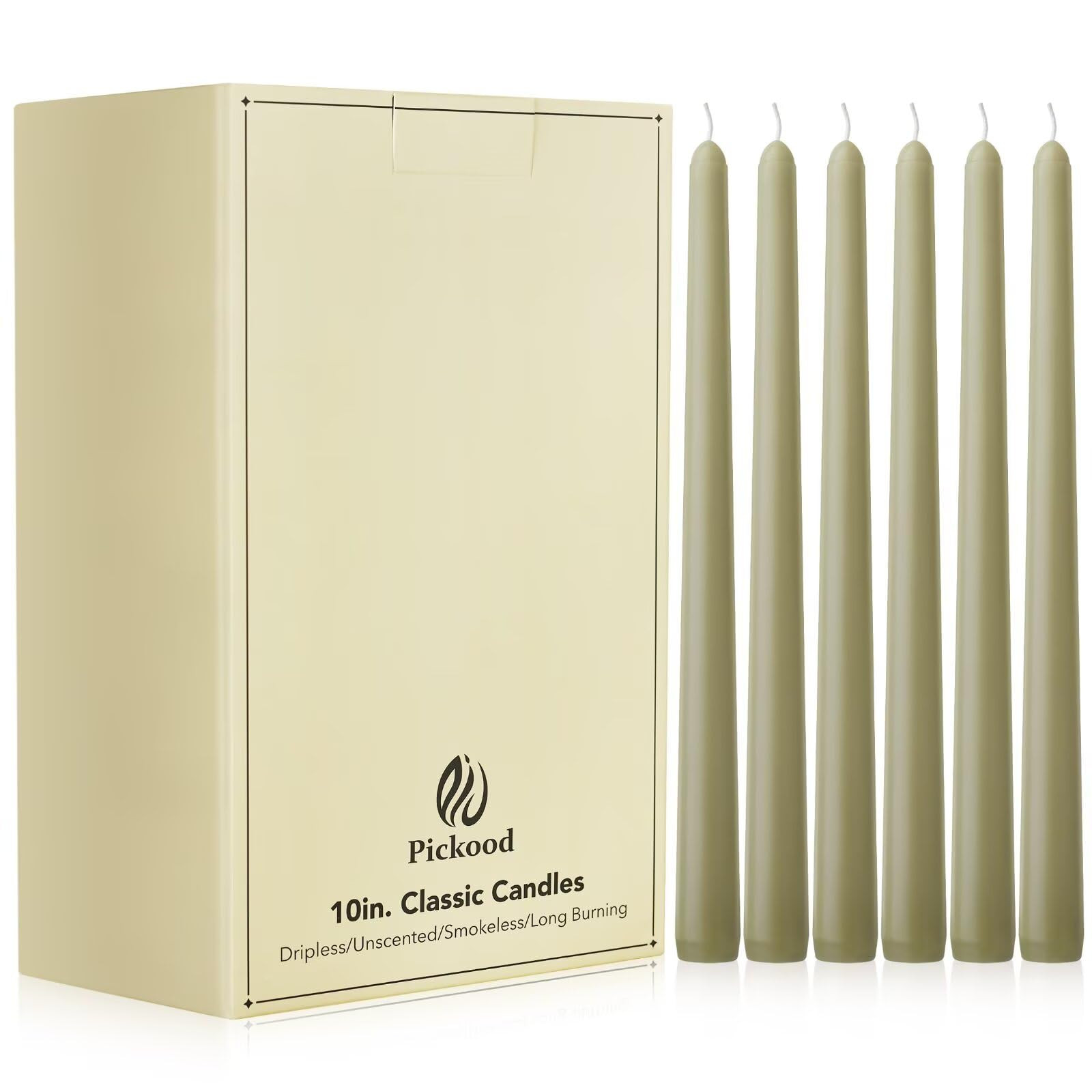 10-Inch Tall Unscented Dripless Taper Candles Bulk 30 Pack - Sage Green Taper Candles Bulk - Smok... | Amazon (US)