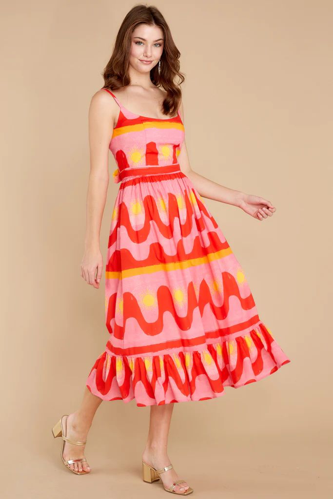 Tamarindo Fuego Print Dress | Red Dress 