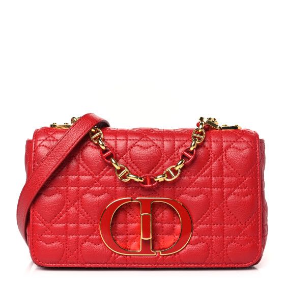Christian Dior Calfskin Cannage Dioramour Small Caro Bag Bright Red | FASHIONPHILE (US)