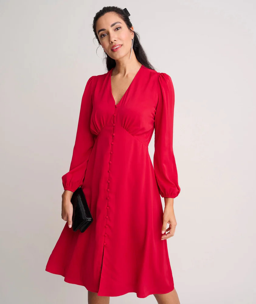 Satin V-Neck Malorie Dress | UNTUCKit (US)