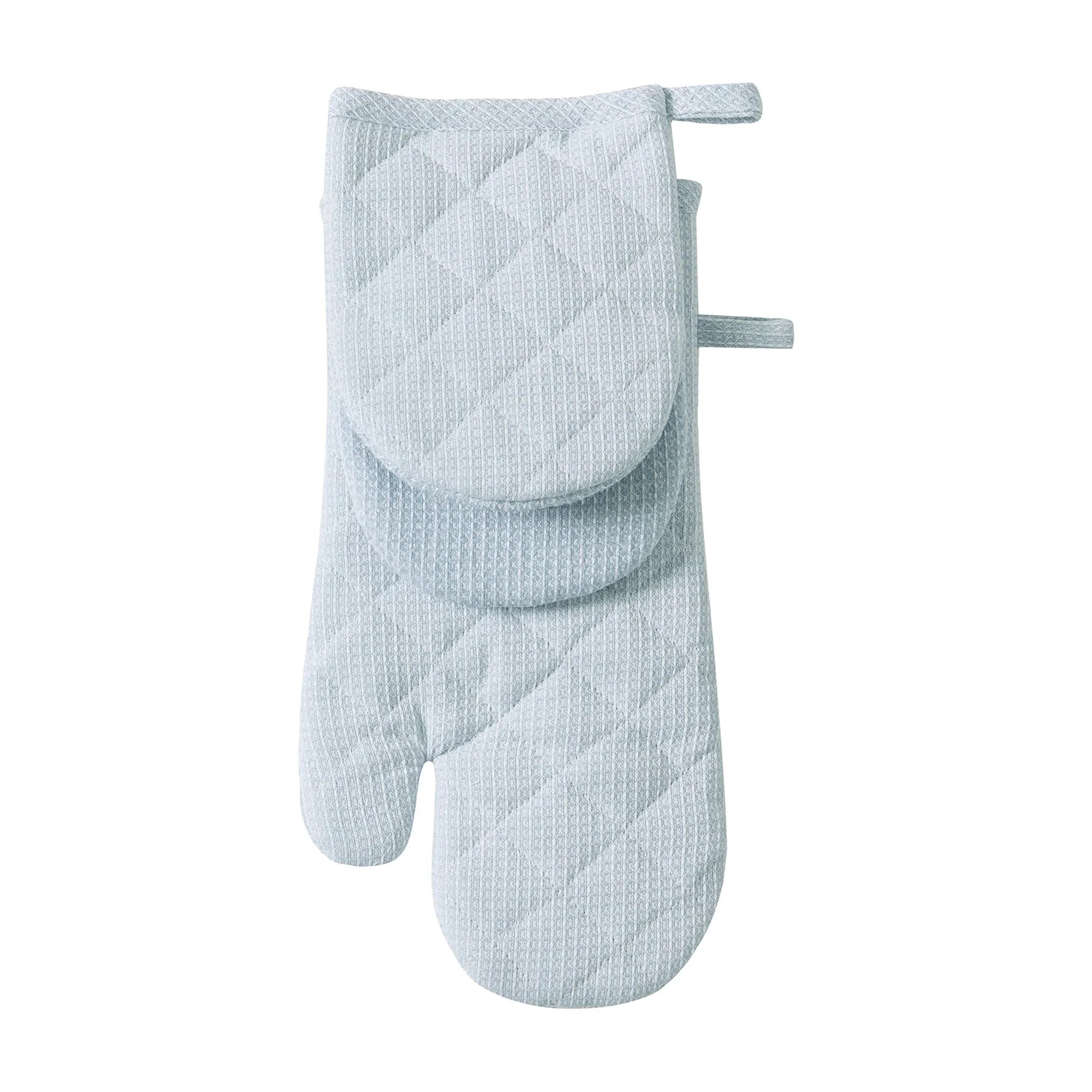 Beautiful Kitchen Waffle Oven Mitt & Mini Mitt Set, 100% Cotton, Heat Resistant, Cornflower Blue,... | Walmart (US)