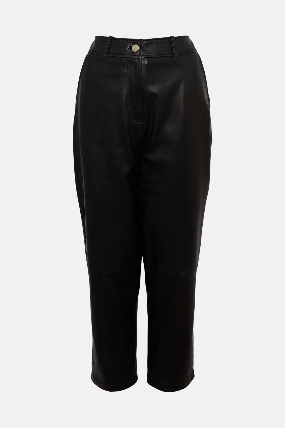 Leather Tailored Straight Leg Pants | Karen Millen US