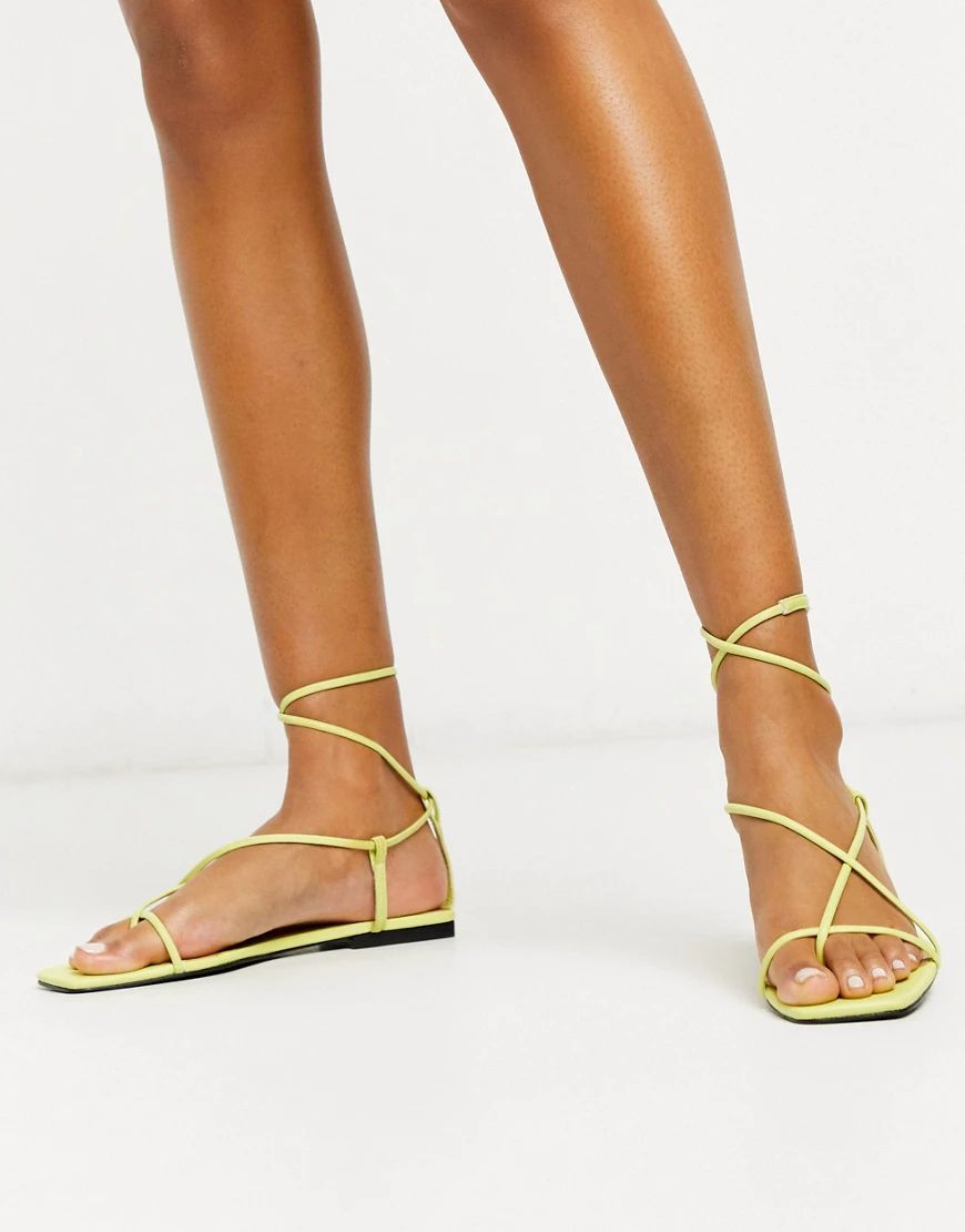 Who What Wear Zander strappy square toe sandals in lime-Green | ASOS (Global)