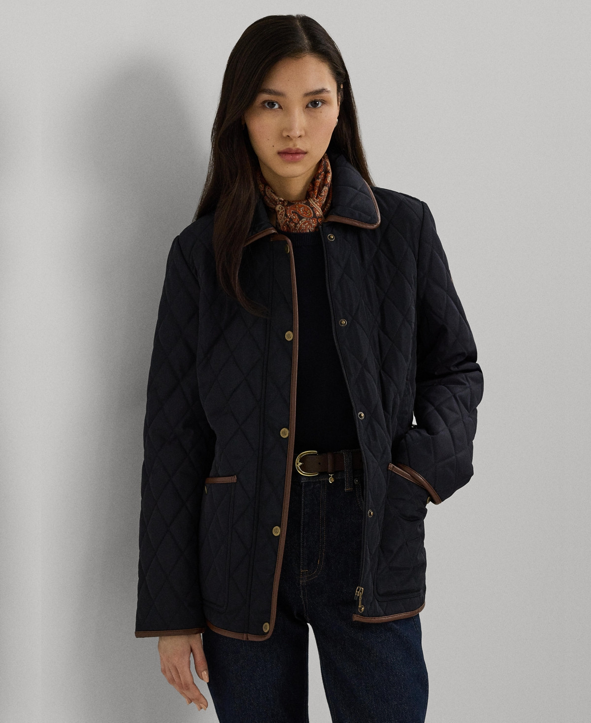 Lauren Ralph Lauren Women's Quilted Velboa-Lined Coat - Dark Navy | Macy's