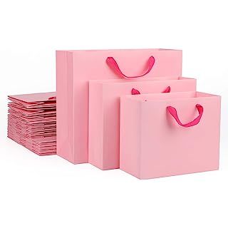 Kraft Gift Wrap Bags, EUSOAR 10.6x3.1x8.3" 20pcs Handled Paper Bags, Pink Durable Sturdy Kraft Bags, | Amazon (US)