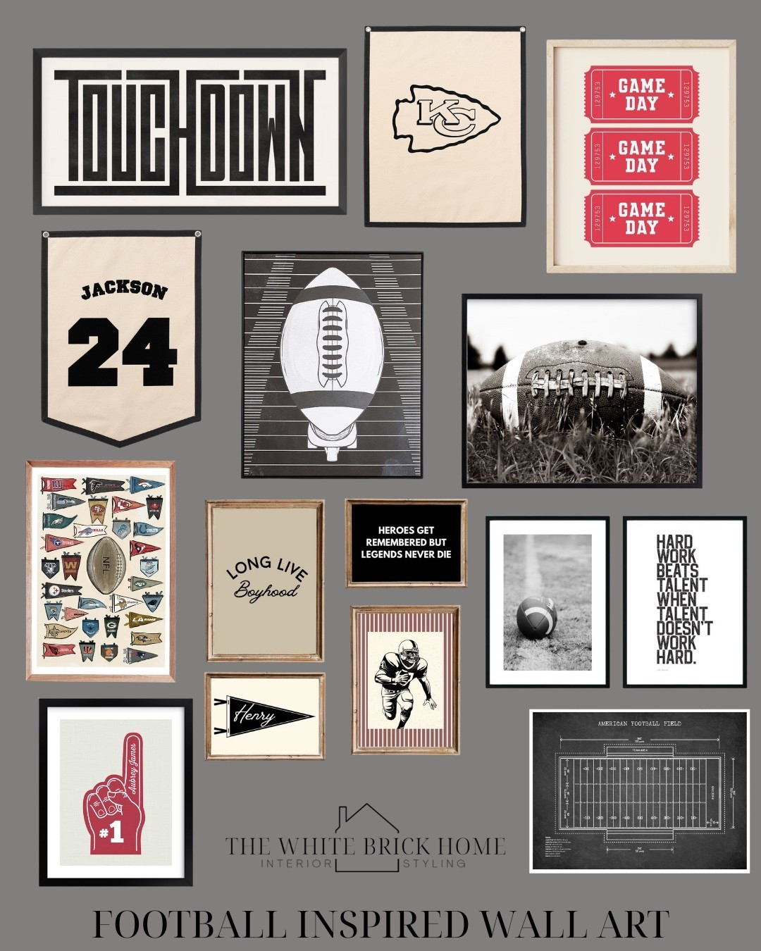 This collection of football themed wall art and wall downloads would look great above a bed or dresser in a kiddos bedroom! Go team 😊
🖤🖤
Boys room, boys bedroom, kids room, kids bedroom, boys bedroom decor, boys bedroom design, boys bedroom ideas, football, football bedroom, football decor, football themed bedroom, boys room wall art, boys room sports theme, boys room decor, boys room wall art download, boys room flag, boys room football, football bedroom, sports themed bedroom, nfl bedroom, teen boy, teen boy bedroom, teen bedroom, Etsy, pottery barn 


#LTKFindsUnder100 #LTKKids #LTKHome