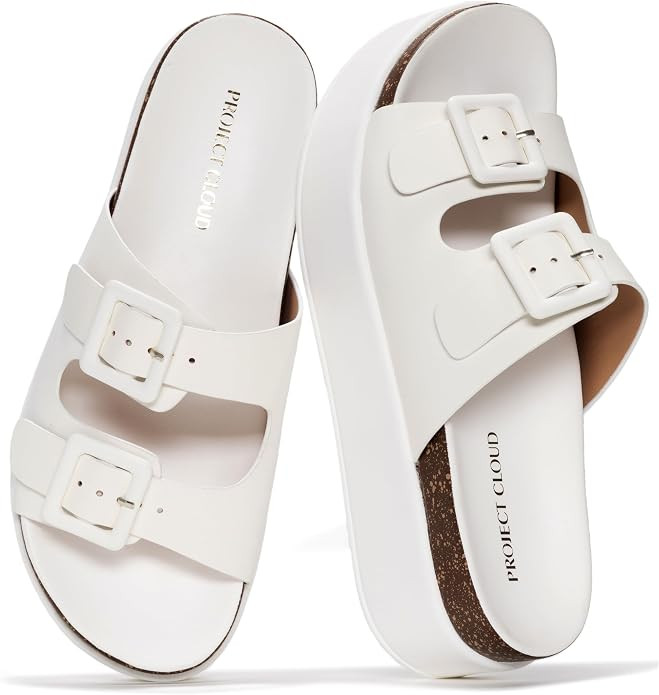 Project Cloud Platform Sandals Women - Plush & Soft Insole Wedge Slides for Women Footwear - Beac... | Amazon (US)