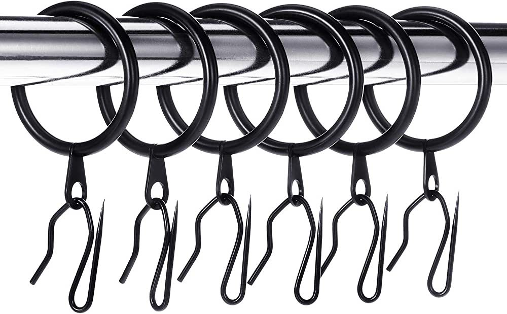 30 Curtain Rings and 30 Curtain Pin Hooks - 30mm Diameter - For Window, Door, Shower Curtains - B... | Amazon (US)