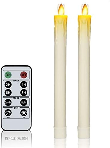 Flickering Flameless Taper Candles H9"xD1" Real Dripping Wax Effect LED Candles with 10Key Remote... | Amazon (US)