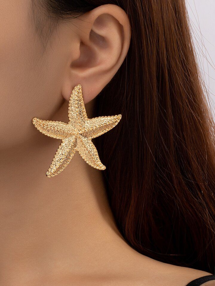 1pair Fashionable Ocean Element Starfish Ear Studs & Earrings For Outdoor Activities, Parties And... | SHEIN