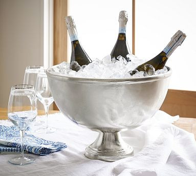 Rustic Metal Handcrafted Footed Champagne Bucket | Pottery Barn (US)