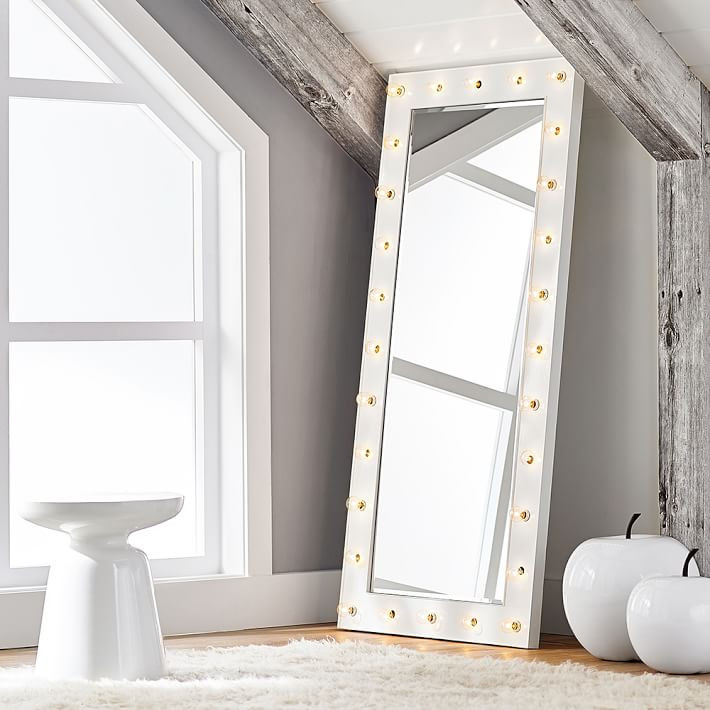 Marquee Floor Length Light Mirror (28"x59") | Pottery Barn Teen