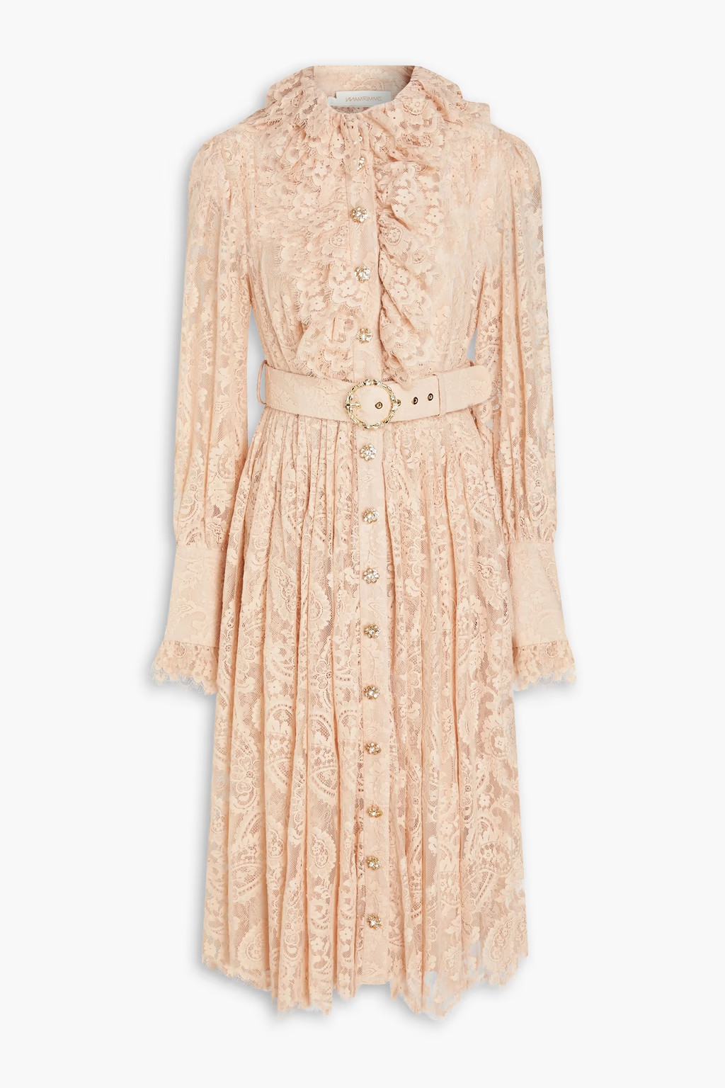 Belted embellished lace midi shirt dress | The Outnet (UK and Europe)