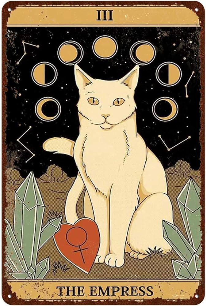Cat Vintage Tin Signs - Tarot Card the Empress iii Metel Signs - Retro Wall Decor Home Wall Signs... | Amazon (US)
