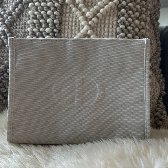 Grey Canvas Christian Dior Makeup Bag | Poshmark