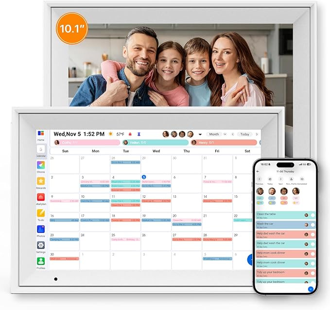 Digital Calendar, 10.1'' Electronic Calendar Chore Chart, Smart WiFi Touchscreen Interactive Fami... | Amazon (US)