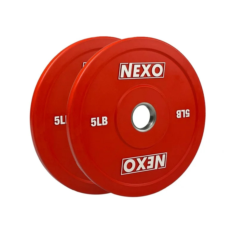 NEXO 5LB Red Rubber Bumper Plate Pair - Premium Matte Finish 2x 5LB Weight Plates | Walmart (US)