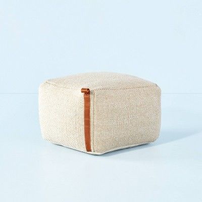 Hand-Woven Pouf Ottoman with Leather Trim - Hearth & Hand™ with Magnolia | Target