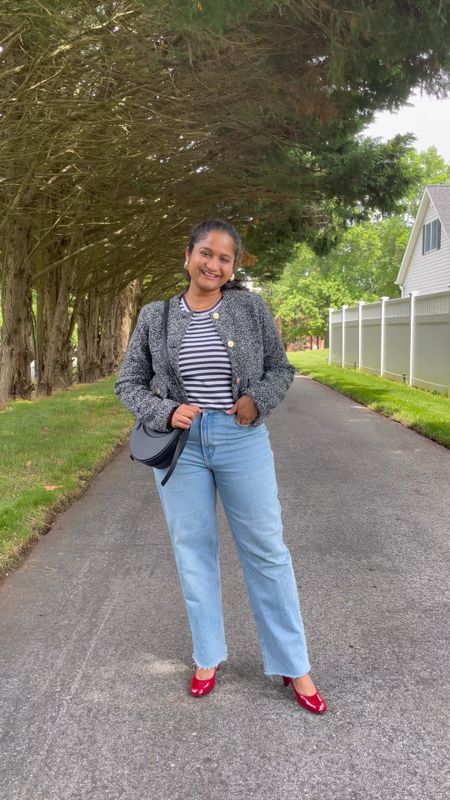 Sprint summer Casual outfit
@everlane tee in size M (fits small)
@abercrombie jeans in size 30 (sized up 2 sizes compared to my madewell size) 
@abercrombie jacket in size M (fits TTS)
@antoniasaint pumps in size 6 (fits TTS) 
@polene bag 

#LTKVideo #LTKMidsize #LTKSaleAlert