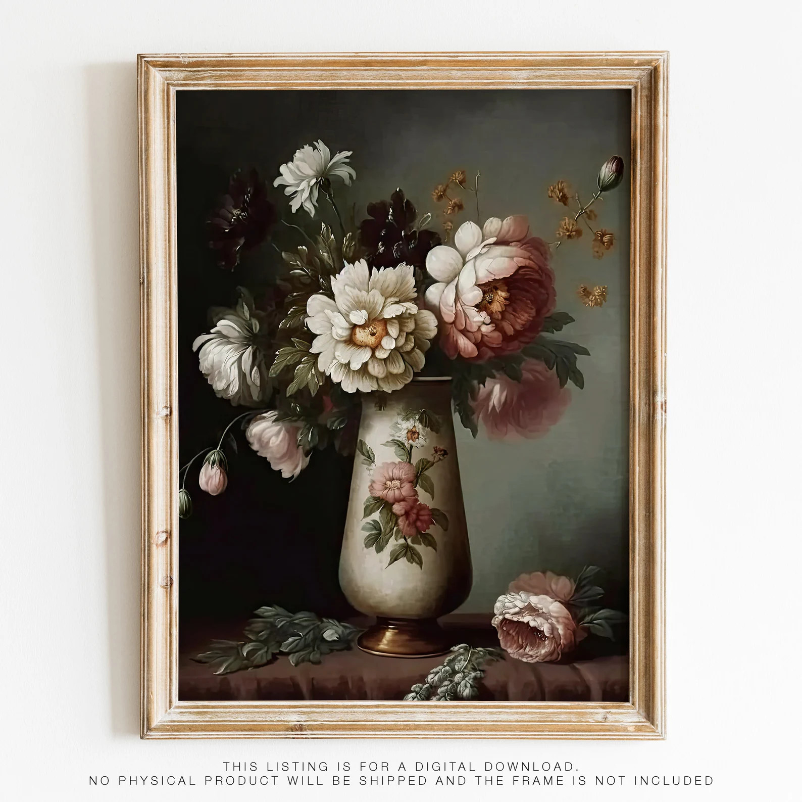 Flowers in the Dusk | Dark Floral Still Life Vintage Painting | Printable Digital Download | Etsy (US)
