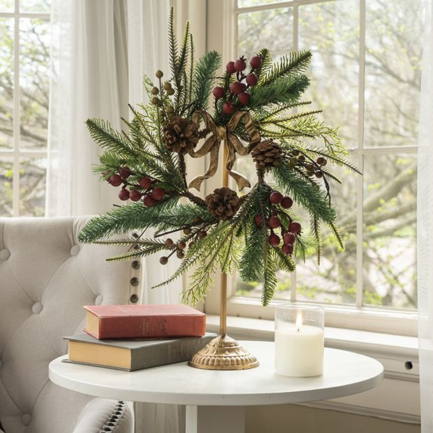 Gold Bow Wreath Stand | Antique Farm House