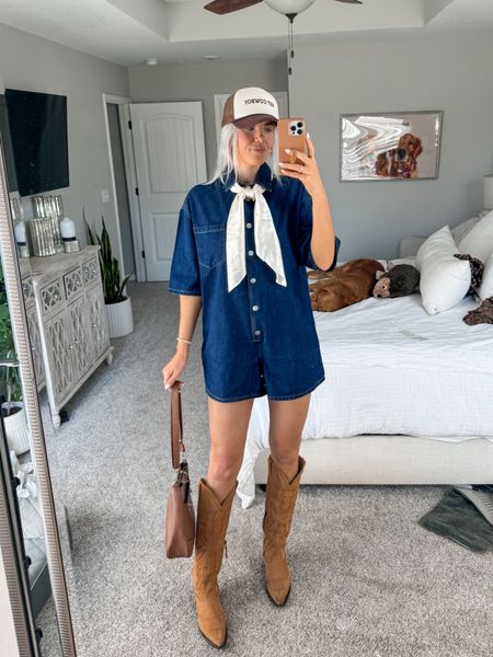 code KIRA15 for the hat :) romper runs large! size down 1/2 size in boots 

western outfit 
concert outfit 
cowgirl boots 
festival outfit 

#LTKshoecrush #LTKFestival #LTKstyletip