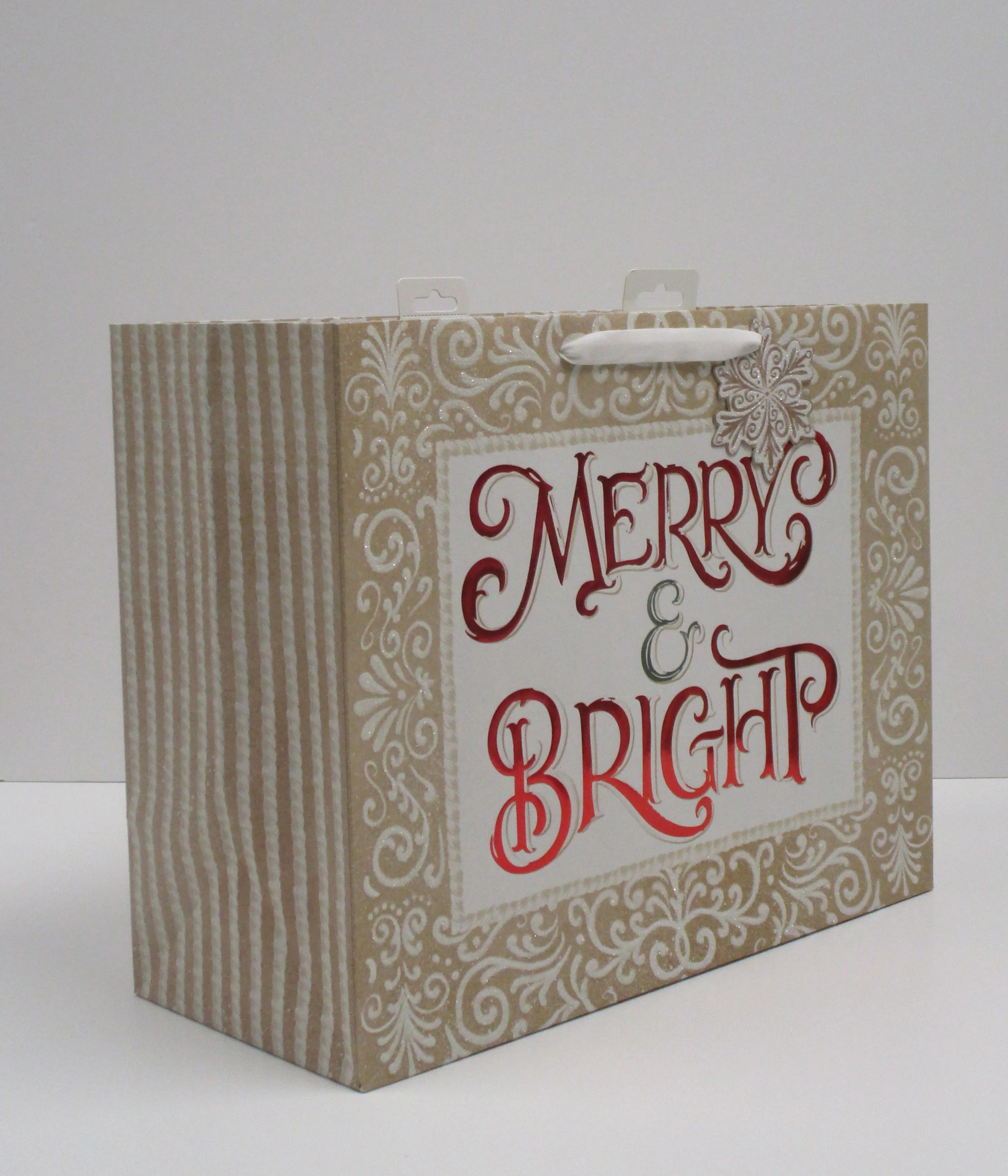 Extra Large Beige Merry and Bright Kraft Christmas Paper Gift Bag, 16" x 7" x 12.75", by Holiday ... | Walmart (US)