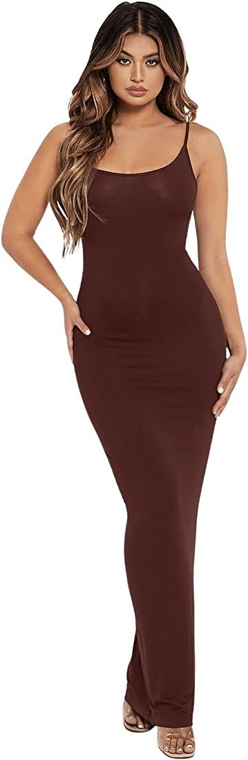 Verdusa Women's Sleeveless Long Bodycon Maxi Tank Scoop Neck Casual Pencil Dress | Amazon (US)