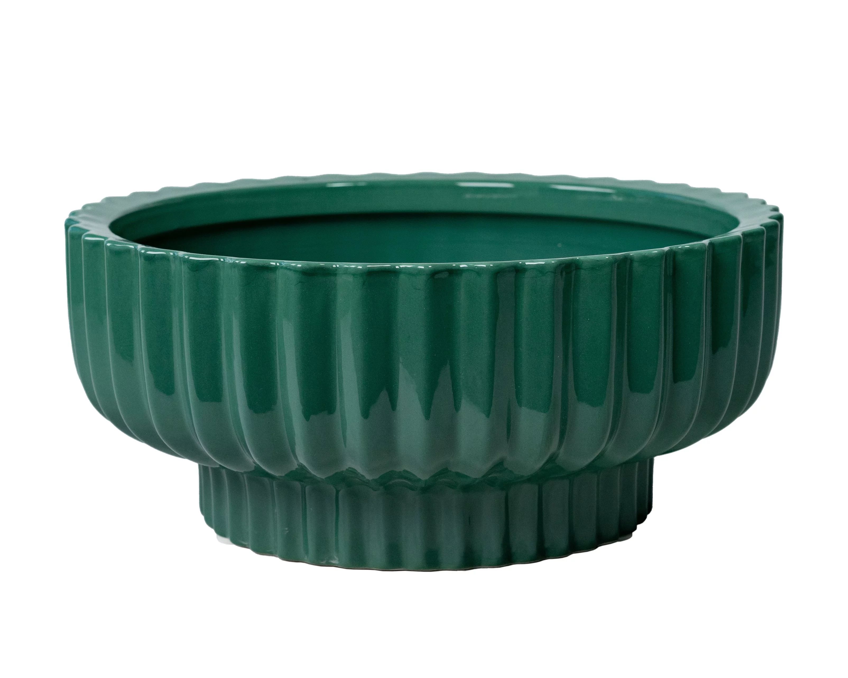 Better Homes & Gardens Pottery 12" Fischer Round Ceramic Planter, Green | Walmart (US)