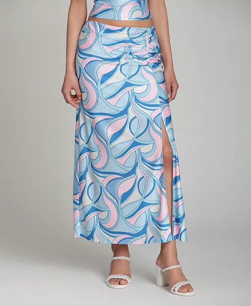 Avec Les Filles Women's Ruched Side Slit Skirt - Macy's | Macy's