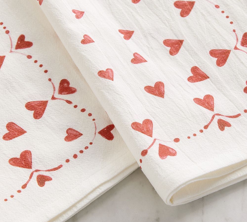 Painted Hearts Tea Towels - Set of 2 | Pottery Barn (US)