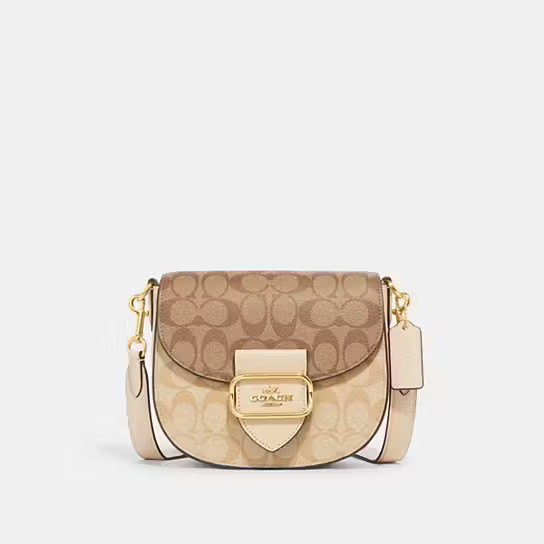 Morgan Saddle Bag In Blocked Signature Canvas | Coach Outlet US