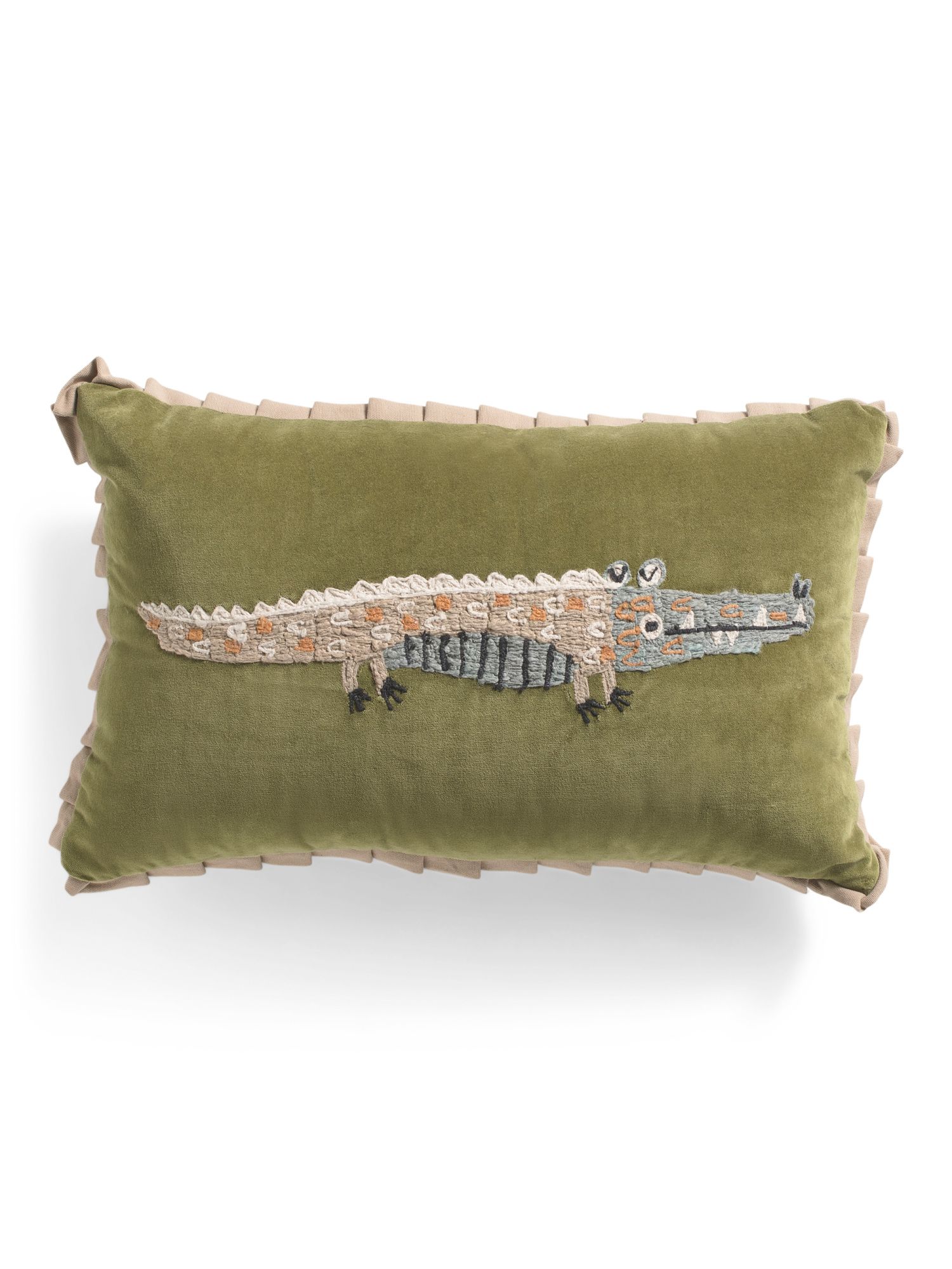 13x21 Alligator Cotton Velvet Pleated Trim Pillow | Global Home | Marshalls | Marshalls
