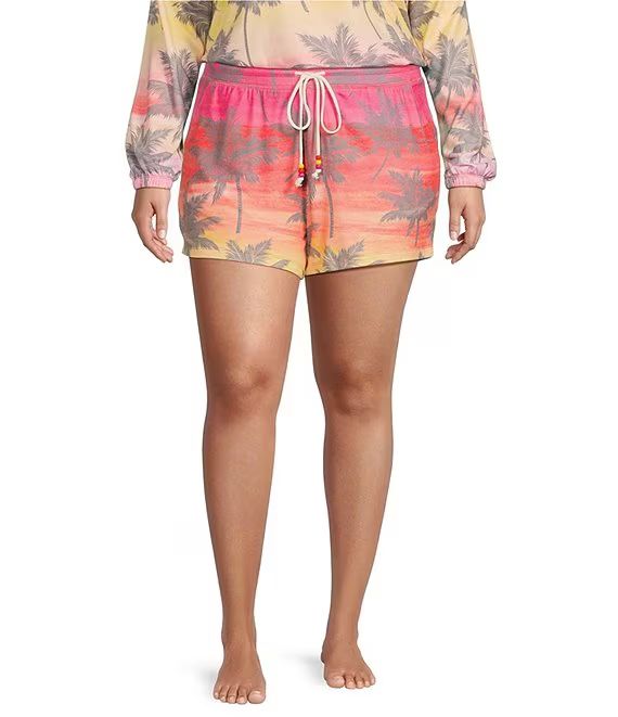 Plus Size Peachy Knit Palm Ombre Print Coordinating Sleep Shorts | Dillard's