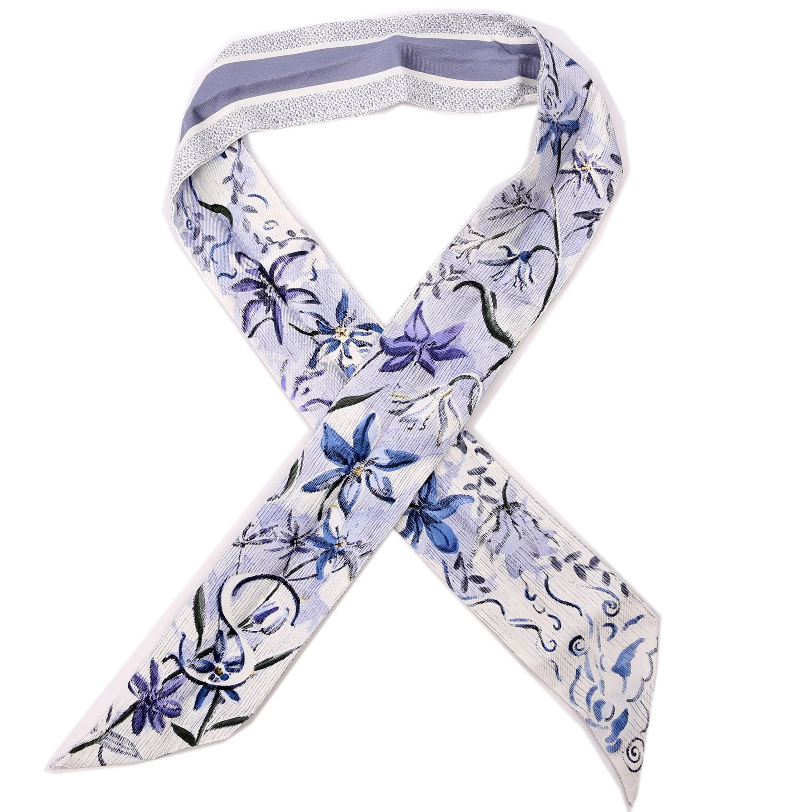 Toile De Jouy Mitzah Twilly Silk Scarf Periwinkle/White | Keeks Designer Handbags